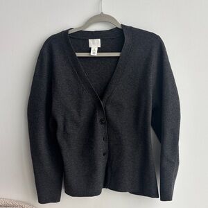 H&M Dark Charcoal grey V-Neck Button Cardigan